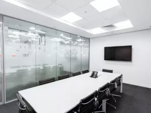 LCD screen in corporate boardroom