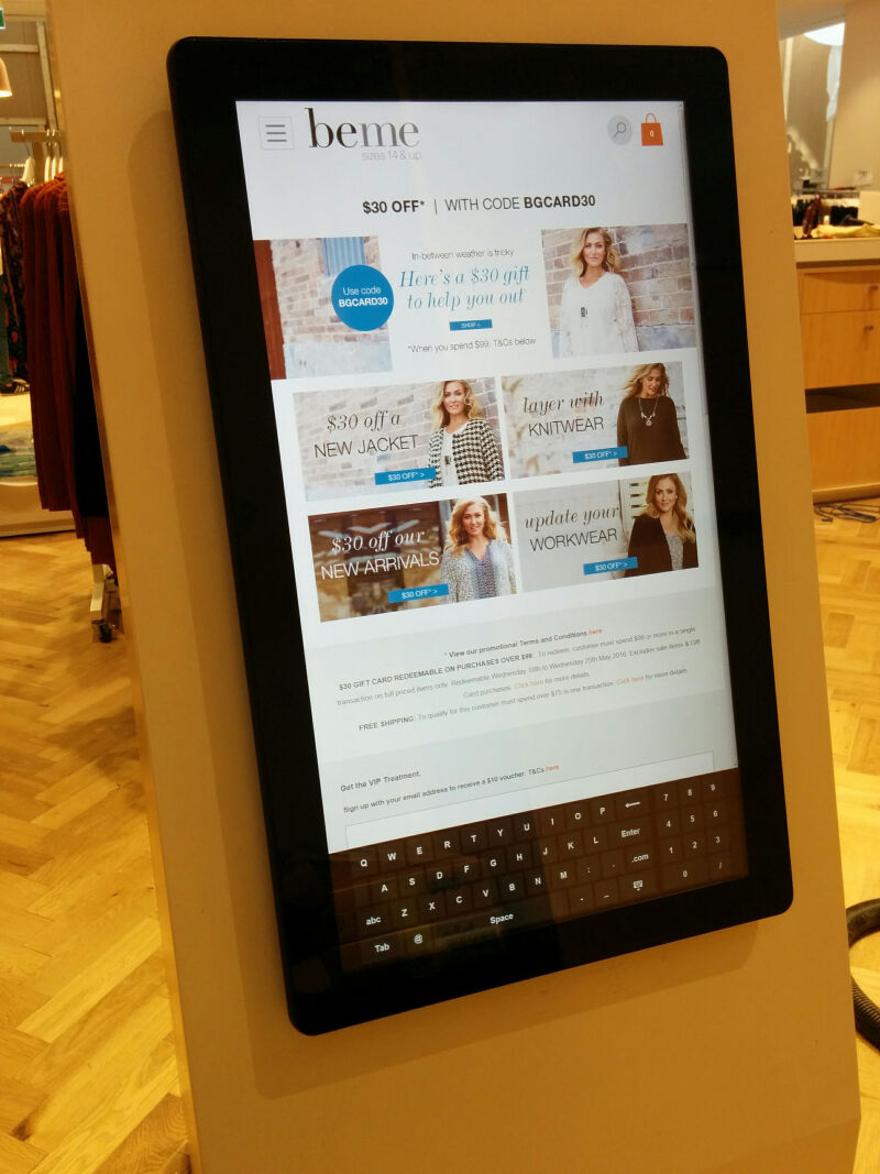 interactive touch screen in retail store